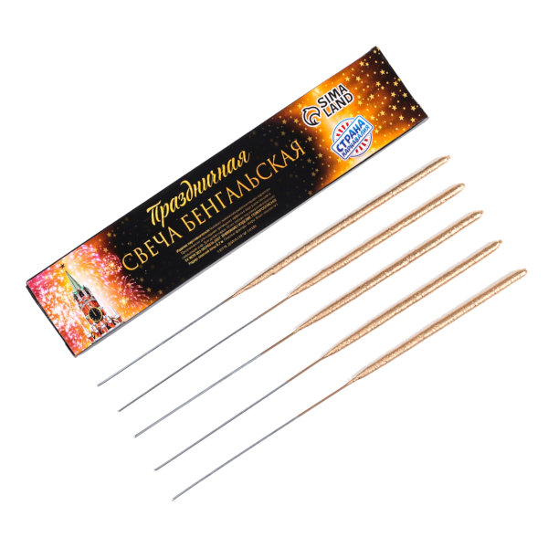 Свечи бенгальские "Салют" 17см (5шт), золото 6626913