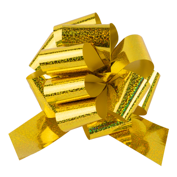 Бант для подарочной упаковки "Шар" 21см, голограф. золото (1шт) 661027 Дон Баллон