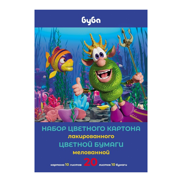 Набор для дет.твор. А4 (цв.картон 10л, цв.бумага 10л) Hatber "Буба" 20НКБ4_30113