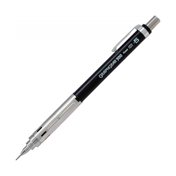 Карандаш механический 0,5мм HB, пластик. корп., черн., ластик "GraphGear 300" PG315-AX Pentel