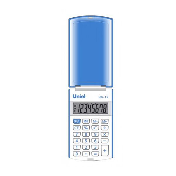 Калькулятор Uniel UK-12B (синий/белый) карманный 8р