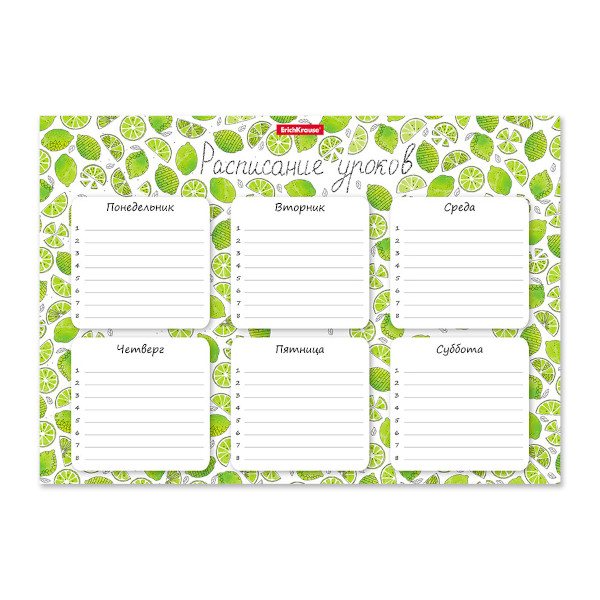 Расписание уроков А4 "Яркие дольки" мел. карт. 53170 Erich Krause