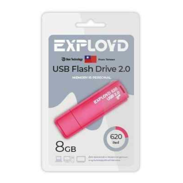 Память Flash Drive 8GB USB 2.0 Exployd 620 красный EX-8GB-620-Red