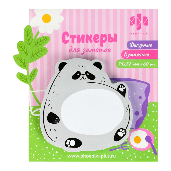 Липкий блок Феникс+ "Панда" 71*72мм, 60л, фигурный 65166