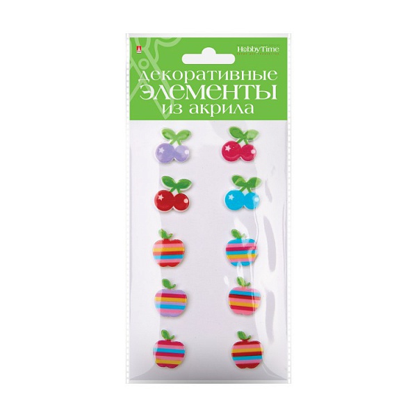 Декоративные элементы "Яблоко и Вишня" набор № 12, из акрила 2-336/12 Hobby Time