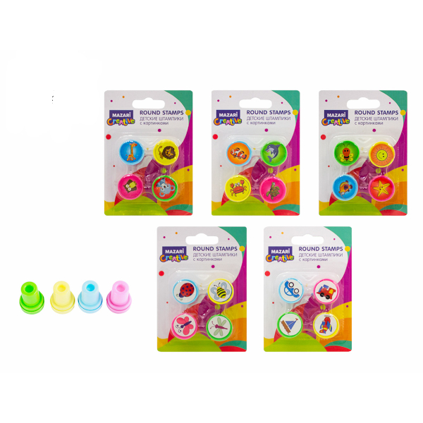 Набор штампиков детских "Картинки" 2,2*3см (уп*4шт) ассорти M-9945 MAZARI ТМ