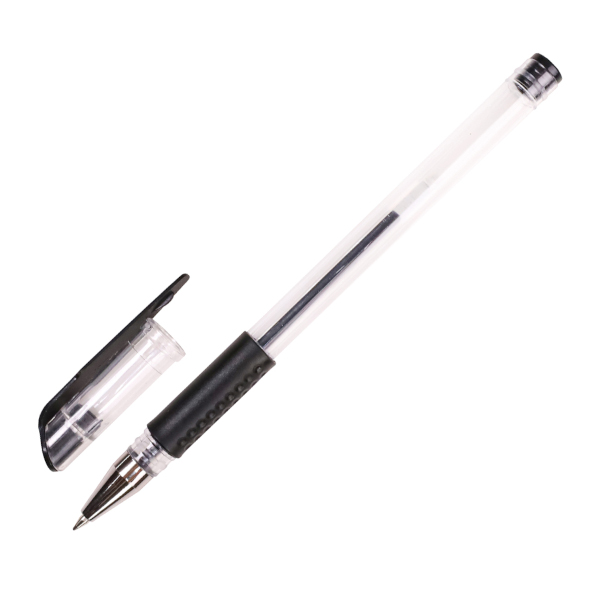 Ручка гелевая 0,7мм, черный, грип, прозрач. корп. РГ-0654 Legend