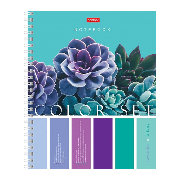 Тетрадь 96л А5 без линовки/гребень "Color Set" картон, рисунок, перф., шабл. 96Ткм5Вгр_27214 Hatber