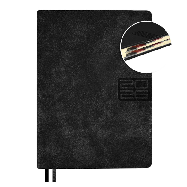 Ежедневник А6+ 2026 Escalada "#Думай как миллиардер" тв. обл., иск.кожа, сшивка, черный 70291