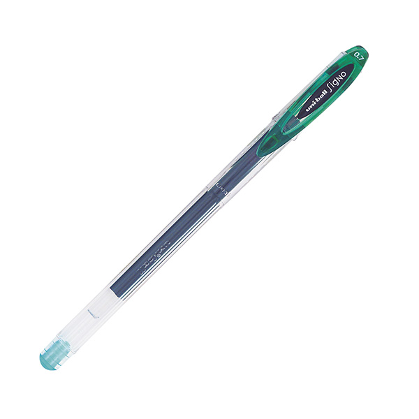Ручка гелевая 0,7мм, зеленый, прозрач. корп. "Signo" UM-120 UNI