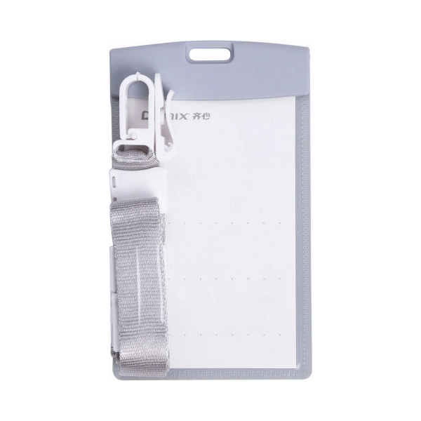 Бейдж 66*112мм вертикал., клип/шнур серый, пластик, серый A7965 GR Comix (1шт.)