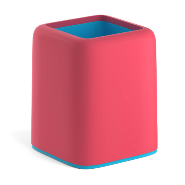 Подставка-стакан для пиш. прин. "Forte.Bubble Gum" 8,5*8,5*10,4см, квадрат., пласт, роз/голуб 58013