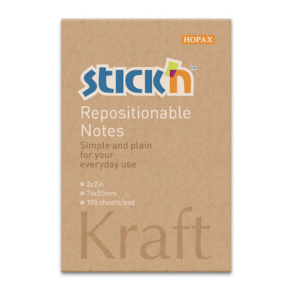 Липкий блок Stick`n "Kraft Notes" 76*51мм, 100л., крафт 21638