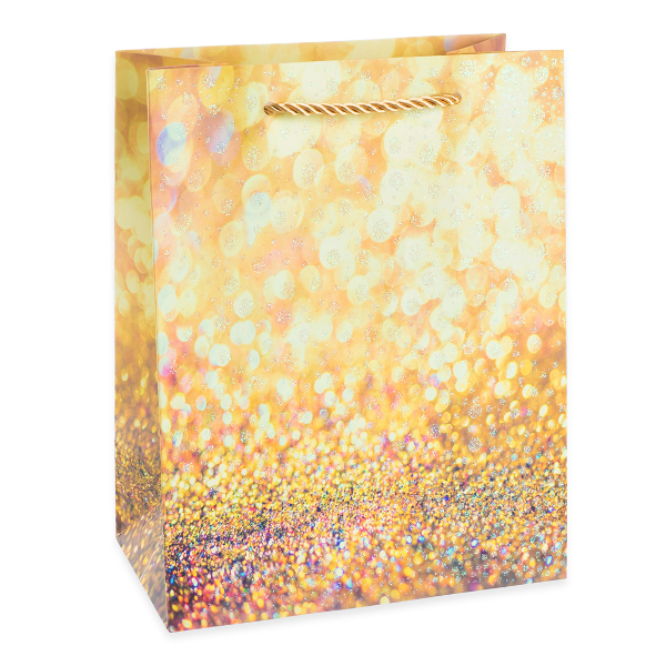 Пакет бумажный 32*26*12см "Гламур. Дизайн 3. Золото с блестками" 503432 Дон Баллон