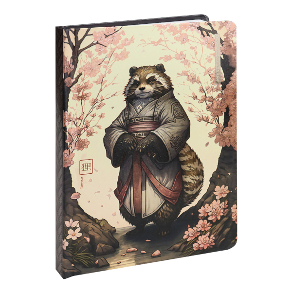 Записная книга А5 80л "Тануки" клетка, сшивка, тв.обл., 7БЦ, рисунок 80-7565 Миленд