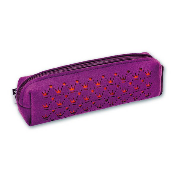 Пенал-тубус 1 отд., 20*4*4,5см "Корона" без напол., фетр, фиолетовый 46305/36 Феникс+