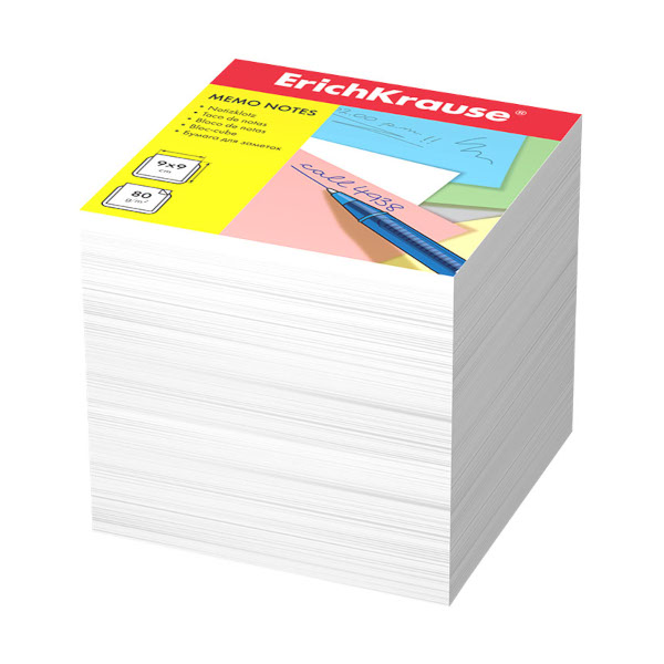 Блок для записей Erich Krause 90*90*90мм, белый, 80г/м2, белизна 98% ЕК4454