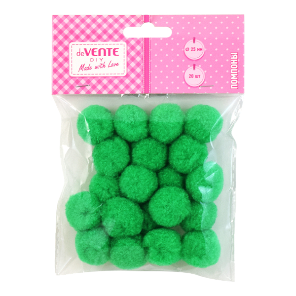 Помпоны 25мм, 20шт, зеленый 8000019 deVENTE