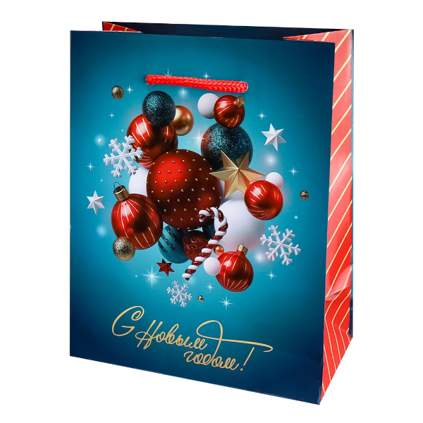 Пакет бумажный 14,5*11,5*6см "Елочные шарики" ППК-2273 Optima