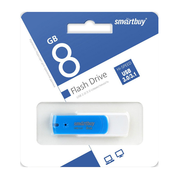 Память Flash Drive 8Gb USB 3.0 SmartBuy Diamond blue SB8GBDB-3