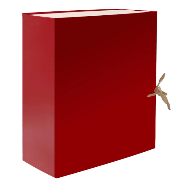 Короб архивный разборный А4, 20см, бумвинил, завязки, красный AB0120-RD Lamark