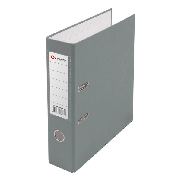 Папка-регистратор А4, 80мм, картон/пленка, карман, кант, серый AF0600-GR Lamark