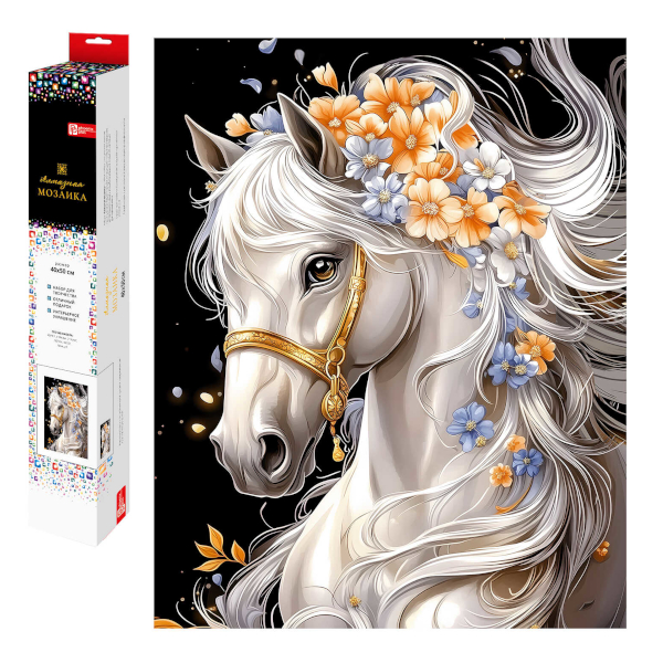 Алмазная мозаика Феникс+ 40*50см "Лошадь в цветах" 70819