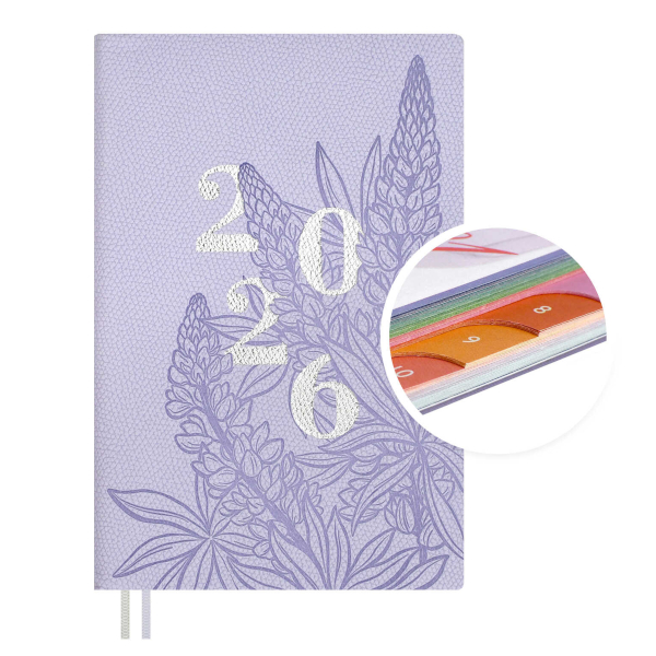 Еженедельник А6+ 2026 Escalada "Джут" интегр.обл., иск.кожа, сшивка, сиреневый 70339