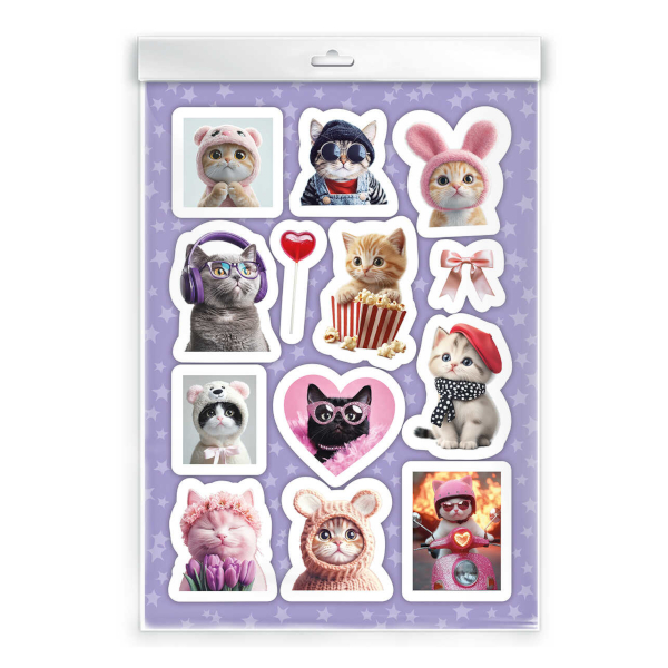 Наклейки бумажные "Коты в образе" 14,8*21см 72133 Феникс+