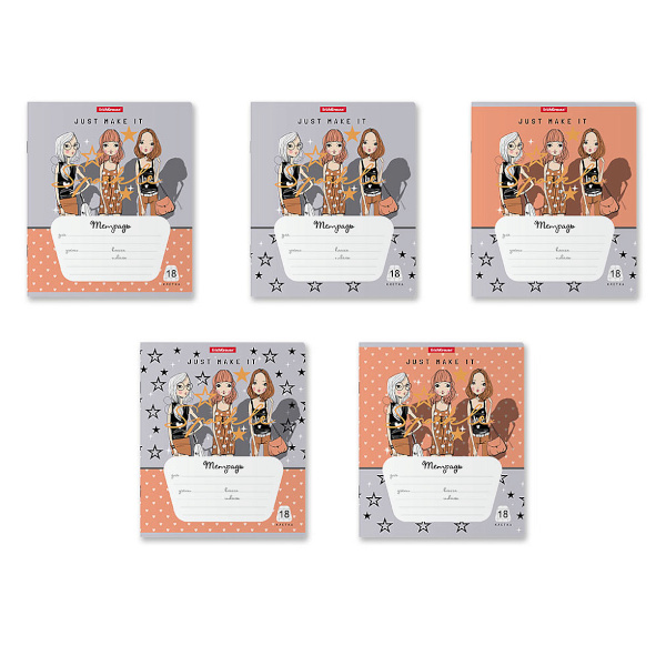 Тетрадь 18л А5+ клетка "Top Models" картон, ассорти 58388 Erich Krause