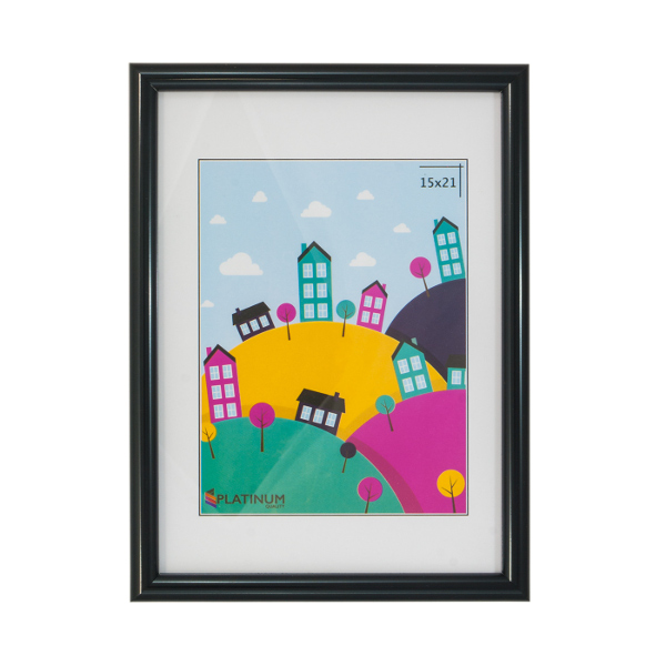 Фоторамка 15*21 пластик, багет 13мм, черный, вставка стекло "Палитра" Platinum