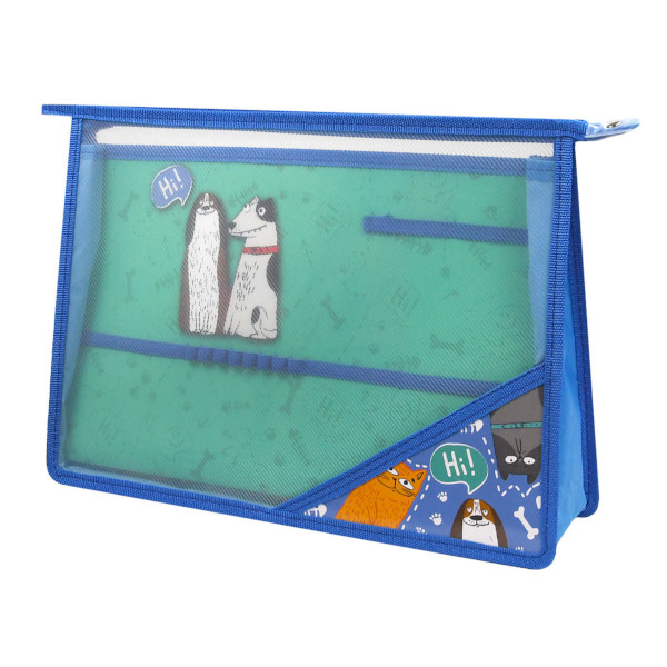 Папка для труда А4 1отд., пластик, молния "Собаки и коты" 69286 Феникс+