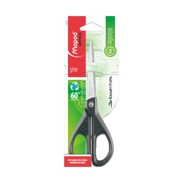 Ножницы Maped "Essentials Green" 17см, черные 468010