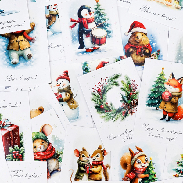 Открытка-мини "С Новым Годом №2" 7*9,8см, ассорти О-4685 Миленд