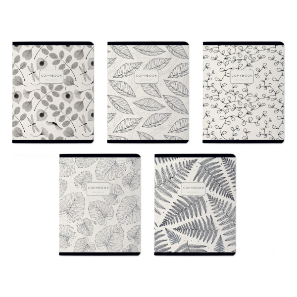 Тетрадь 48л А5+ клетка "Black&White. Flora" картон, ассорти 7-48-1369 Bruno Visconti