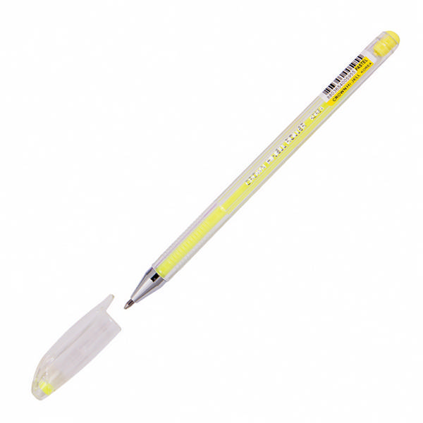 Ручка гелевая 0,8мм, желтый, прозрач. корп. "Hi-Jell. Pastel" HJR-500P Crown
