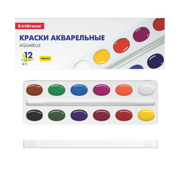 Акварель мед. Erich Krause "Basic" 12цв без кист., в картон.уп 50586