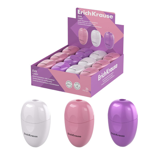 Точилка Erich Krause "Eva. Candy" 1 отв., пластик, ассорти 60035