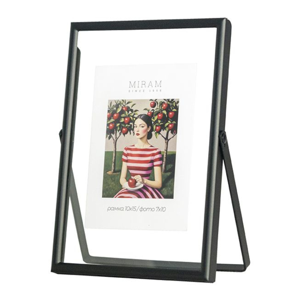 Фоторамка 10*15 металл, черный, вставка стекло, метал.ножка 6177-4 МИРАМ