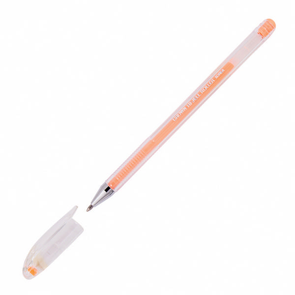 Ручка гелевая 0,8мм, оранжевый, прозрач. корп. "Hi-Jell. Pastel" HJR-500P Crown