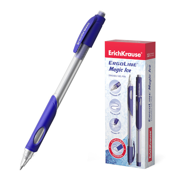 Ручка гелевая стираемая 0,5мм, синий, корп. тонир./синий "Magic Ice" 48010 Erich Krause