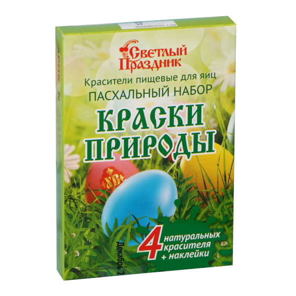Красители пищевые для яиц "Краски природы" 4цв*1,3г, наклейки 2261718 Светлый Праздник