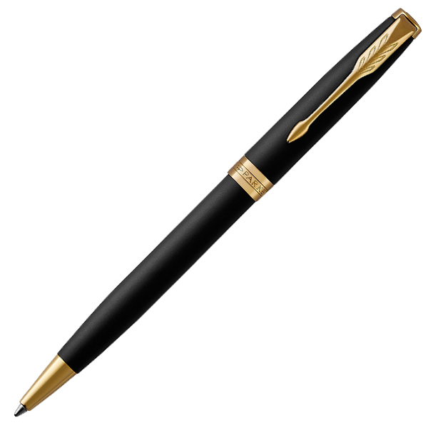 Ручка шар PARKER "Sonnet Core Matte Black Lacquer GT" черная, черн.корп., позол. отд., 1мм 1931519