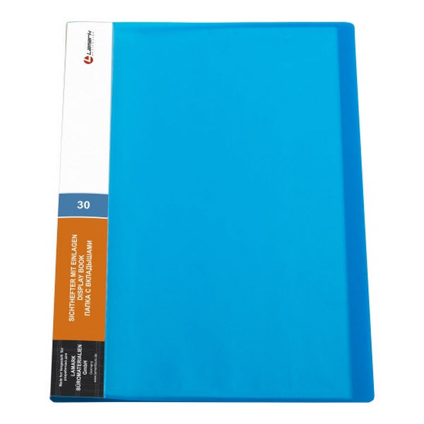 Папка 30 файлов А4, 20мм, 600мкм, карман корешок, синяя "Неон" DB0034-IMBL Lamark