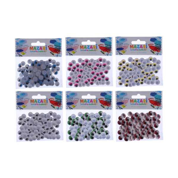 Декоративные элементы "Подвижные глазки с ресницами" набор №13, 10мм (60шт) M-9987 MAZARI ТМ