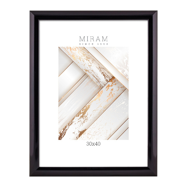 Фоторамка 30*40 пластик, багет 27мм, черный, вставка пластик 647277-15 МИРАМ