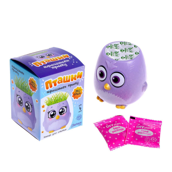 Набор для творчества Эврики Выращивание травки "Пташки. Фиолетовый" 5155390