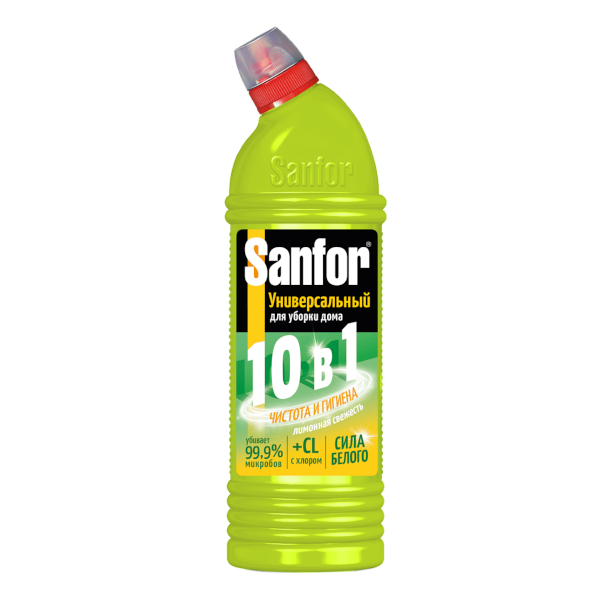 Средство жидкое чистящее SANFOR Universal "Лимонная свежесть", гель с хлором 750мл 