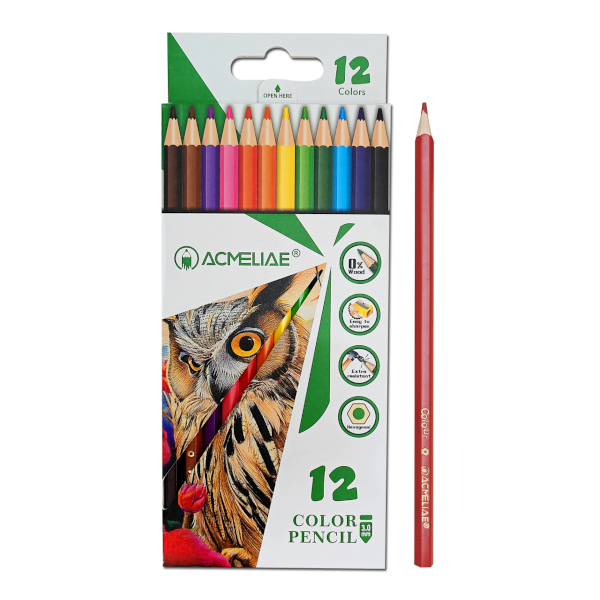 Карандаши 12цв, пластик, 6-гран., карт.уп. PCP-012 Acmeliae
