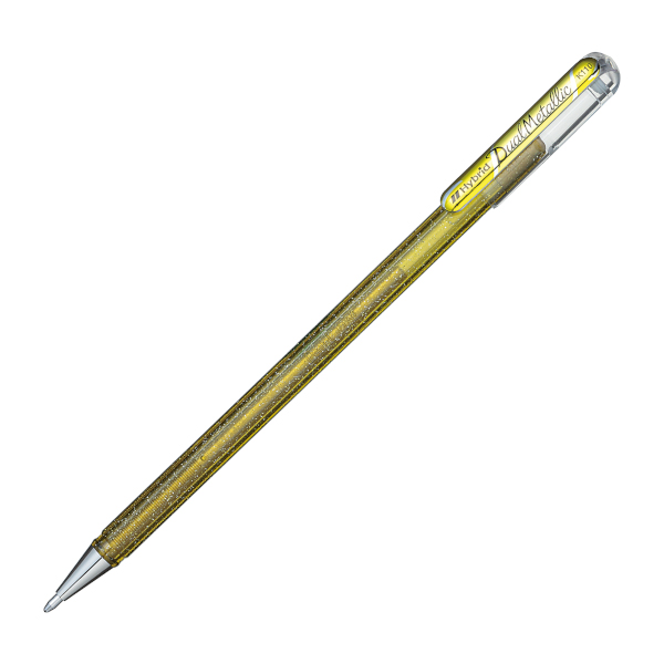 Ручка гелевая 1мм, золото, золотой корп. "Hybrid Dual Metallic" K110-DXX Pentel